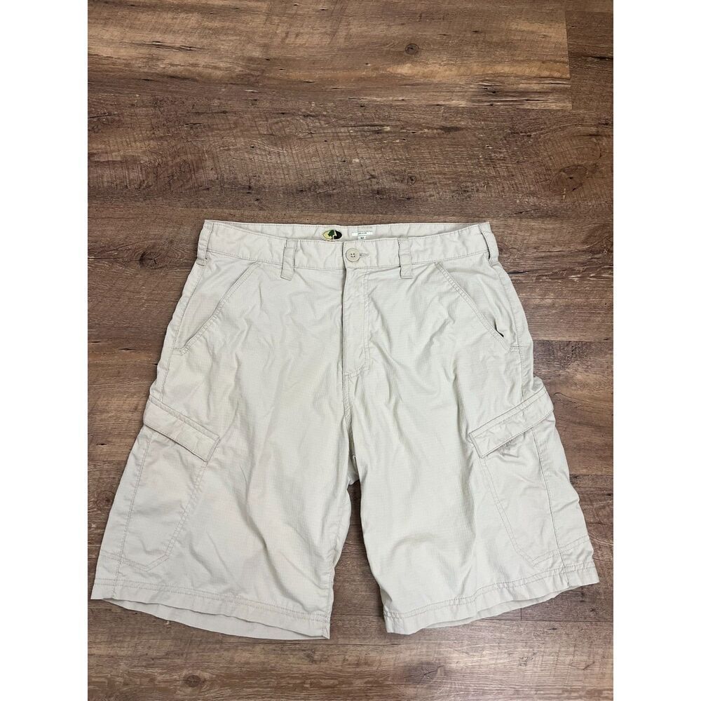 Mossy Oak Men's Cargo Shorts Beige 32 Pockets 9" Inseam Hunting Fishing